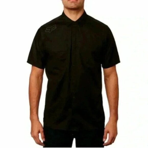 FOX Racing Redplate Flexair Workshirt Short Sleeves Snap Buttons Black Medium - Picture 1 of 16